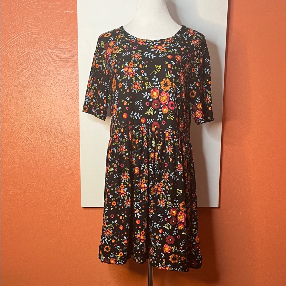 Agnes & Dora Black Floral Tunic Babydoll Dress